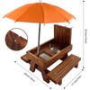 Carbonized Squirrel Feeder Picnic Table with Umbrella, Squirrel Feeders for