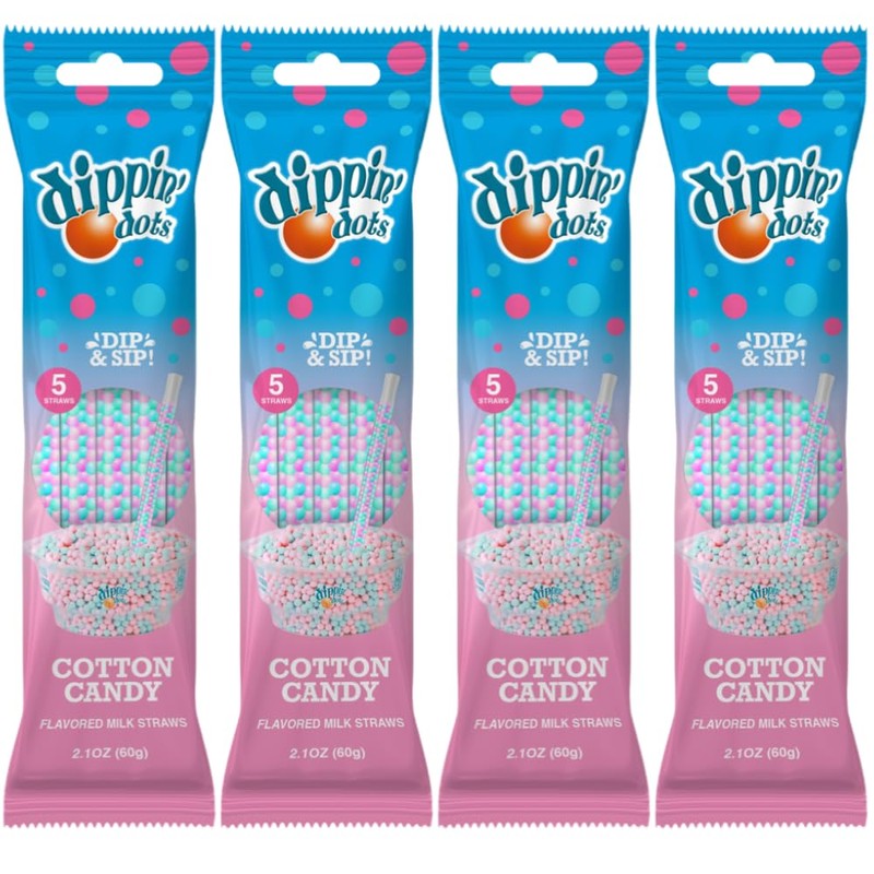 Dippin’ Dots Magically Flavored Milk Straws - Cotton Candy, 4-Pack