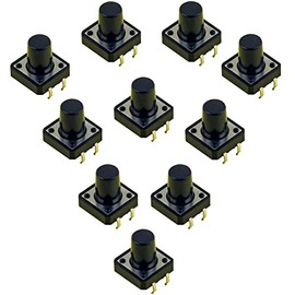 jujinglobal 10pcs Tactile Push Button Switch 4PIN ON/Off Horizontal Tactile Mini Micro Momentary Tact Switch 12x12x12mm