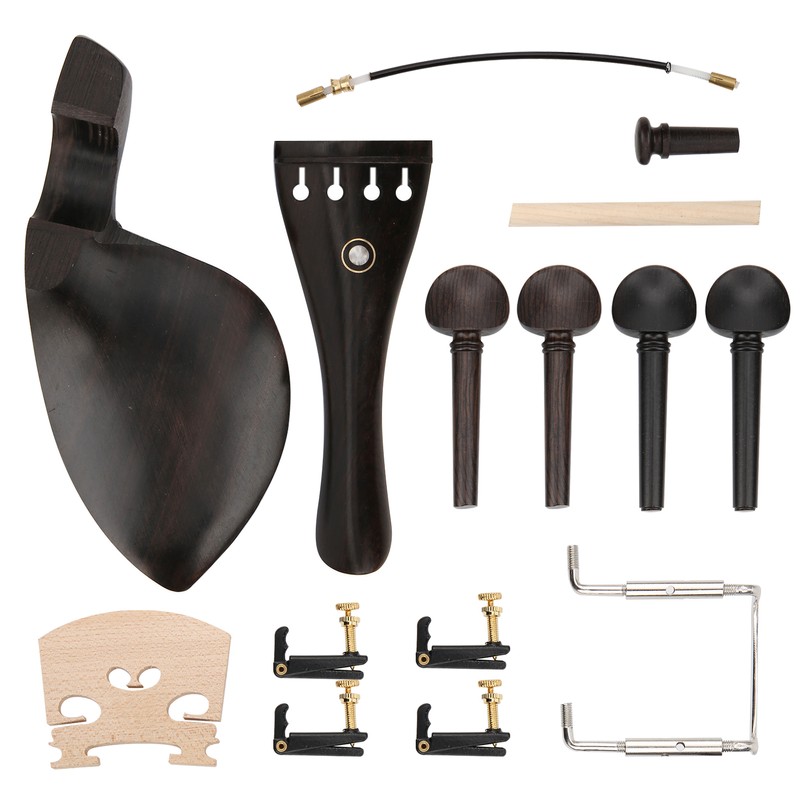 4/4 Violin Parts Tailpiece Ebony Tuning Pegs Chinrest Endpin Tuners