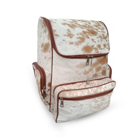 Cowhide Backpack Hair On | Fur Leather Diaper Backpack Rucksack/Knapsack Travel Shoulder Bag/Cow Skin Baby Bags (Salt Pepper Brown and White)