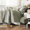 Bedsure Queen Comforter Set 7 Pieces, Olive Green Striped Bedding