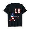 Baseball player number 16 with American USA flag T-Shirt