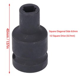 DEWIN Square Tap Socket, 1/2 in Drive M10 Cr Molybdenum Steel Square Drive Socket with Latch Hole, Spring Loaded Square Socket for Electric & Pneumatic Hand Wrenches