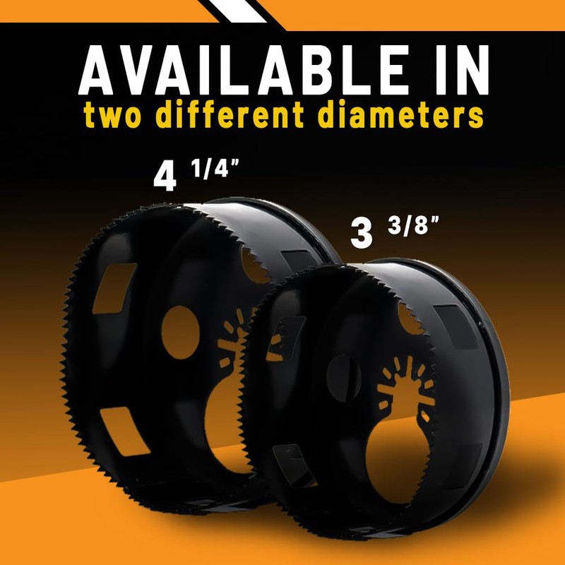 Rack-A-Tiers Round Multi-Tool Hole Saw. Cutting recessed Lights with oscillating