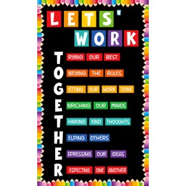 Motivational Bulletin Board Decorations for Classroom Let's Work Together Wall Inspiration Door Decor Colorful Pencil Cutouts for Back to School Elementary Home Wall Door Supplies