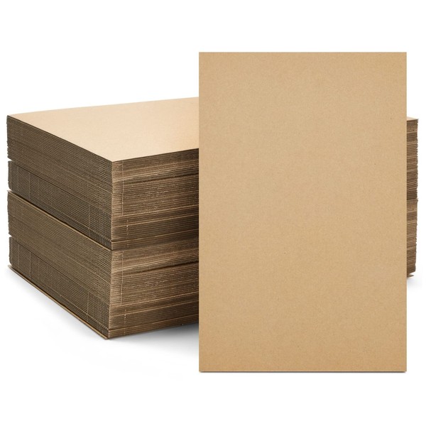 50-Pack Large Corrugated Cardboard Sheets, 11x17-Inch Flat Packaging Inserts Pads for Mailers, Shipping, Packing, Mailing, Arts and Crafts, DIY Projects (2mm Thick)