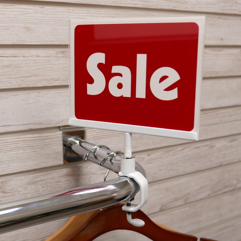 White Universal Clamp On 5.5" x 7" Acrylic Frame Sign