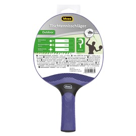 Idena 40263 Table Tennis Bat with Straight Handle, Weatherproof and Shockproof Outdoor Bat Made of Plastic, Washable and Waterproof