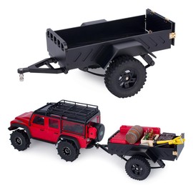 Aluminum CNC Utility Small Scale Trailer for 1/18 1/24 RC Crawler Car TRX4M SCX24 FMS FCX24 AX24 Upgrade Simulation Decoration (Black)
