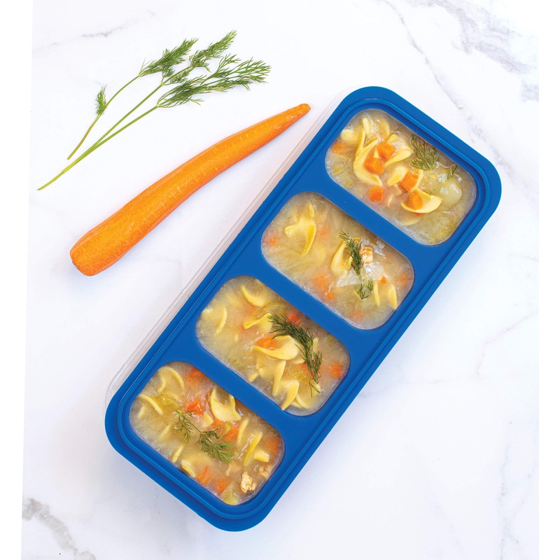 HIC Kitchen Prep-N-Freeze Portion Tray with Lid, Collapsible European-Grade Silicone,