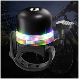 Bike Bell Bicycle Bell with RGB Lights: Crisp Loud Melodious Sound, Mini Bicycle Bell for Kids Adults Bike Horn for Road, Bike Accessories