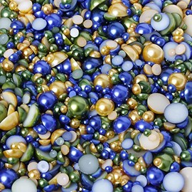 15g Mixed Colours Size Flat Back Pearls Cabochons Decoden 2mm - 12mm Bling (Languedoc)