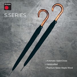 Knirps S.770 36" Long Automatic Stick Umbrella in Pattern – Premium Rain Protection with a 44.5" Canopy, 10 Reinforced Ribs, Italian Maple Wood Hook Handle, Windproof up to 62 mph, Gift Box Included