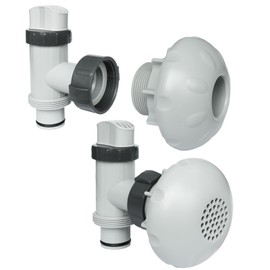 Sharutia Pool Pump Plunger Valve Kit Compatible with Intex Best-Way Coleman Above Ground Pool, Includes Inlet and Outlet Fittings, 1.5 inch Pool Valve Part Set with Strainer