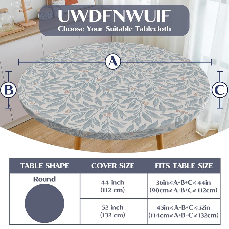 uwdfnwuif Elastic Round Tablecloth Washable Fitted Table Cover for Indoor