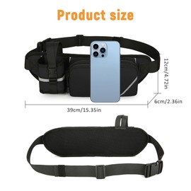 Esoes Bum Bag Belt Bag Belt with Bottle Holder, black