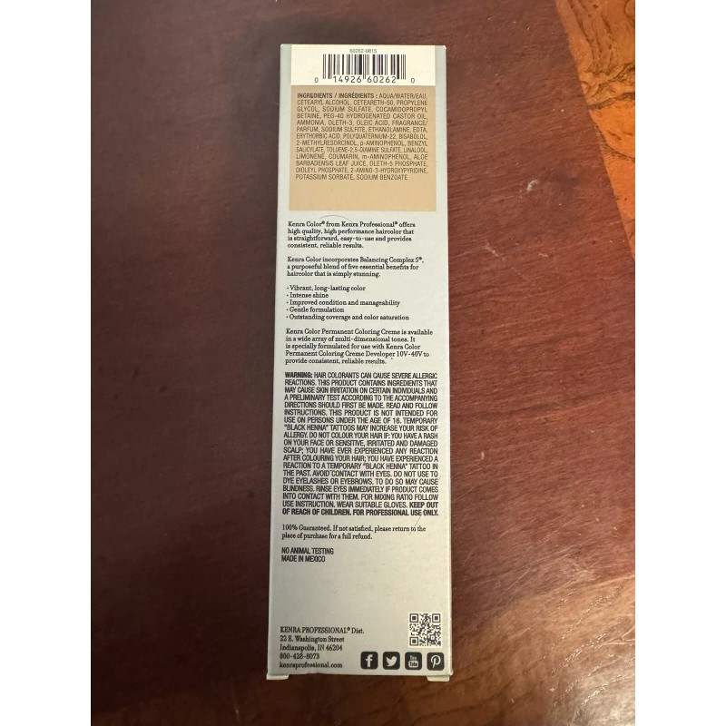 KENRA MEN GUY TANG Permanent Hair Color Cream ~ U