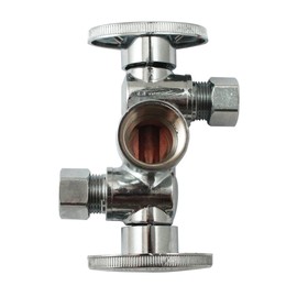 Quarter Turn 3 Way Valve 1/2-Inch FIP by 3/8-Inch OD by 3/8-Inch OD Dual Handle, Lead-Free