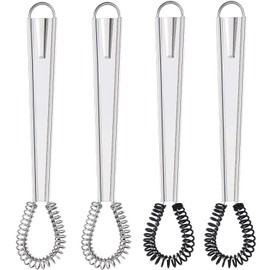 4 Pieces Egg Beater Stainless Steel Mini Spring Coil Whisk Silicone Whisk Hand Held Sauce Stirrer Blender Milk Frother Foamer Coffee Mixer