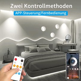 Yeewhale 10 m Dimmable COB LED Strip 6000 K White 24 V Flexible COB LED Strip Set, App Control with Remote Control, Bright Under-Unit Cob LED Strip for Home Party DIY Decoration