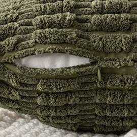 MIULEE Pack of 2 Cushion Covers 40x40 cm Corduroy Olive Green Square Decorative Throw Pillow Covers 16x16 Inch Boho for Living Room Sofa Bedroom