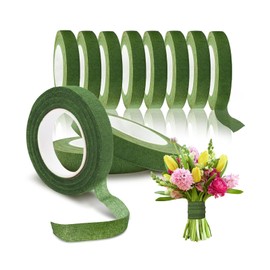 8 Packs Green Floral Tape 1/2 Inch Wide Ideal for Fresh Flowers Floral Crafts Bouquets and Wedding Floral Crafts, 30Yard Bouquet Floral Arranging Stem Bouquet Wrapping, Wedding