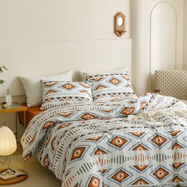 Luxlovery Beige Aztec Comforter Set King Ethnic Western Bedding Set Farmhouse Beige Brown Tribal Bohemian Blanket Quilts Soft Breathable Vintage Comforter Sets Women Men