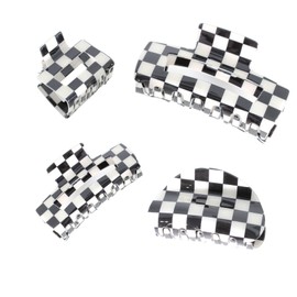4pcs Checkered Hair Claw Clips, BetterJonny Square Checker Barrettes Cute Non Slip Hair Jaw Clips Hair Accessories for Girls and Women Thick Thin Hair