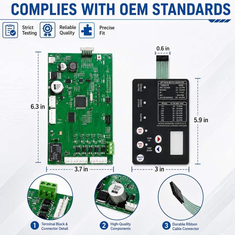 Upgraded 42002-0007S Control Board with 472610Z Switch Pad for Pentair