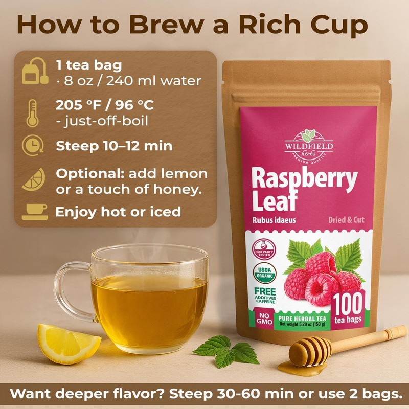 100 Bags Raspberry Leaf Tea Rasberry Leaf Herbs (Rubus Idaeus
