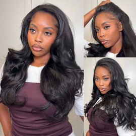 Tinashe Yaki Body Half Wig Invisible Hairline Yaki Straight Kinky Curly Deep Curly Half Wig Human Hair Wigs with Drawstring Cap Design for Easy Wear and Stable Fit:_Yaki Body_16 inch