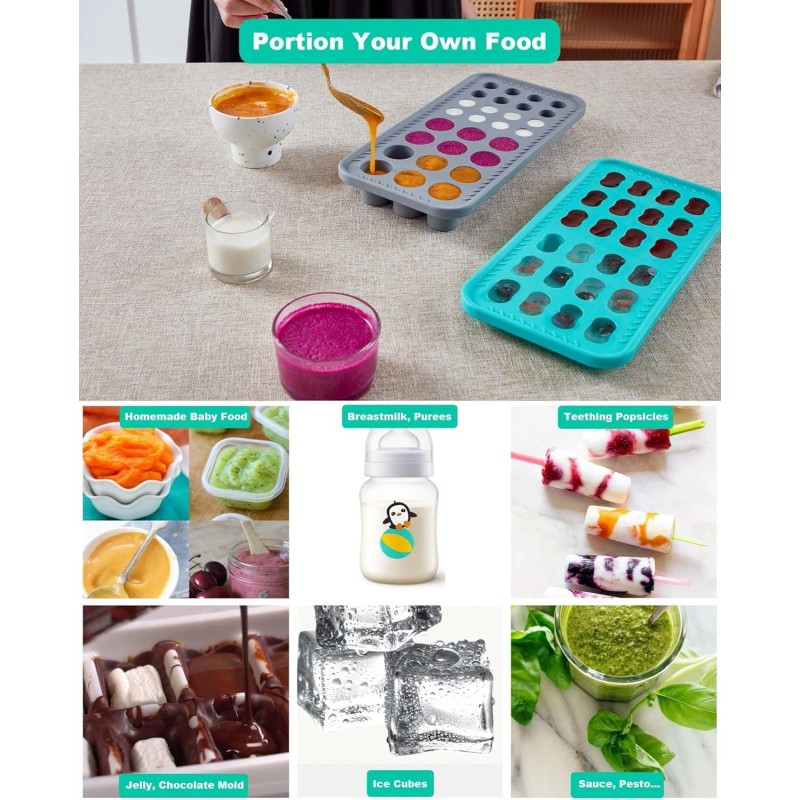 hitseon Silicone Baby Food Freezer Tray, Hitseon 9ml+25ml Breastmilk Popsicle