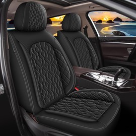 DISUTOGO 2 Front Car Seat Covers Fit for Nissan Maxima 2011-2024 2025 Waterproof Faux Leather Seat Cushion Protector (2 Seats, Black)