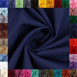 Swafing Heide Cotton Fabric Woven Plain Coupon (Navy, 1 m) - 36