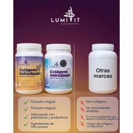 Pack 2 Colágeno Hidrolizado Lumivit Sabor Maracuyá Y Natural 2 Botes 1.2 Kg C/u Con Moringa + L-carnitina + Acido Hialuronico + Matcha + Probióticos +