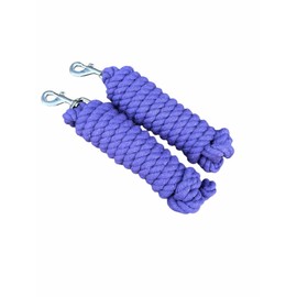 Pack of 2 Solid Cotton Lead Rope for Horses and Dogs 10 Foot Long (16MM) Thick -Duty Satin Bolt Snap (Purple)