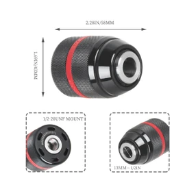 Keyless Drill Chuck for Milwaukee M18, 1/2" 20UNF Mount 1.5-13mm Clamping Capacity, Drill Chuck for Multiple Purposes