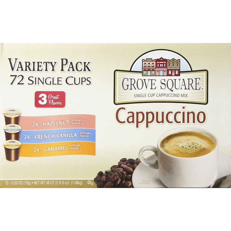 Grove Square Cappuccino Pods, Variety Pack, Single Serve (Pack of