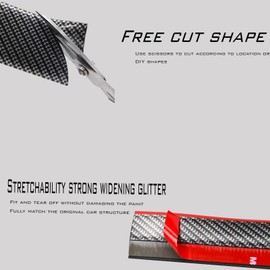 1 Pcs Carbon Fiber Black Car Front Bumper Lip,Front Lip Spoiler Protector Strip 98.4 in*2.04 in Universal Fit Compatible Cars, Suvs