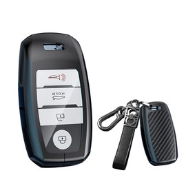 SANRILY - Funda para llavero de 3/4 botones de aleación de zinc para Kia Seltos Carens 2022 Sonet Forte Koup NIRO Optima Rio Sorento Soul Sportage sin llave con llavero, color negro