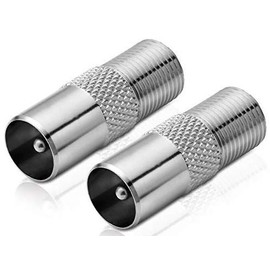 conecto F Female to IEC Coax Male Aerial Adapter Between F Connector for Satellite Cable and IEC Male for BK and DVB-T (Pack of 2)