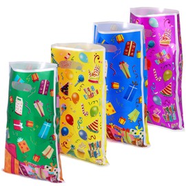 40pcs Plastic Birthday Candy Bags, Cute Plastic Gift Bags Party Favor Party Treat Bags with Handles Birthday Goodie Candy Bags for Kids Birthday Party Favor