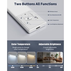 FBY Under Cabinet Lighting,1800mAh USB Rechargeable Closet Light, 8-Inch LED Motion Sensor Indoor, 3-Level Adjustable Brightness and 3 Color Temperature Options (3Pack)