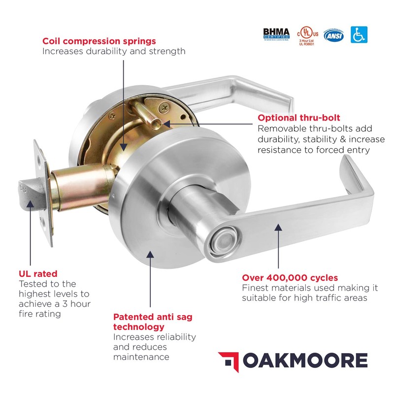 Commercial Bathroom Door Handle with Lock | Privacy Commercial Door
