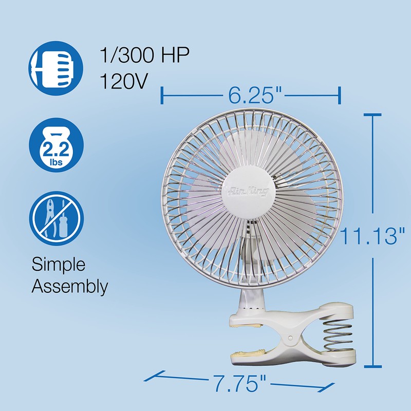 Air King Clip Fan, 6 inch, White