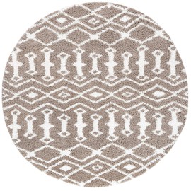 Tania Tan 6ft Round Shag Rug - Area Rugs for Living Room Bedroom Dining Room Entryway Indoor Entry Foyer Kitchen Bath - Contemporary, Modern Shaggy Carpet