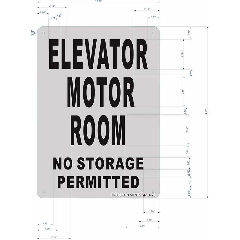 Buildingsigns.com Elevator Motor Room Sign(Brushed Aluminium,10x1