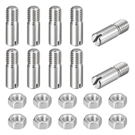 sourcing map 10Pcs Slotted Cylindrical Pin, M8 x 25mm 304 Stainless Steel Dowel External Thread Locating Pin Slotted Screw with Nut for Cabinet Furniture Installation (GB878)