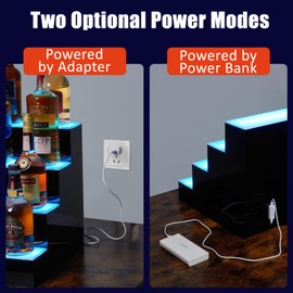 GarveeTech LED Lighted Liquor Bottle Display, 4-Step 16 Inch Lighted Liquor Bottle Shelf for Home Counter Party, Freestanding Lighted Bottle Display Stand with Remote & App Control, 1-8 H Timing